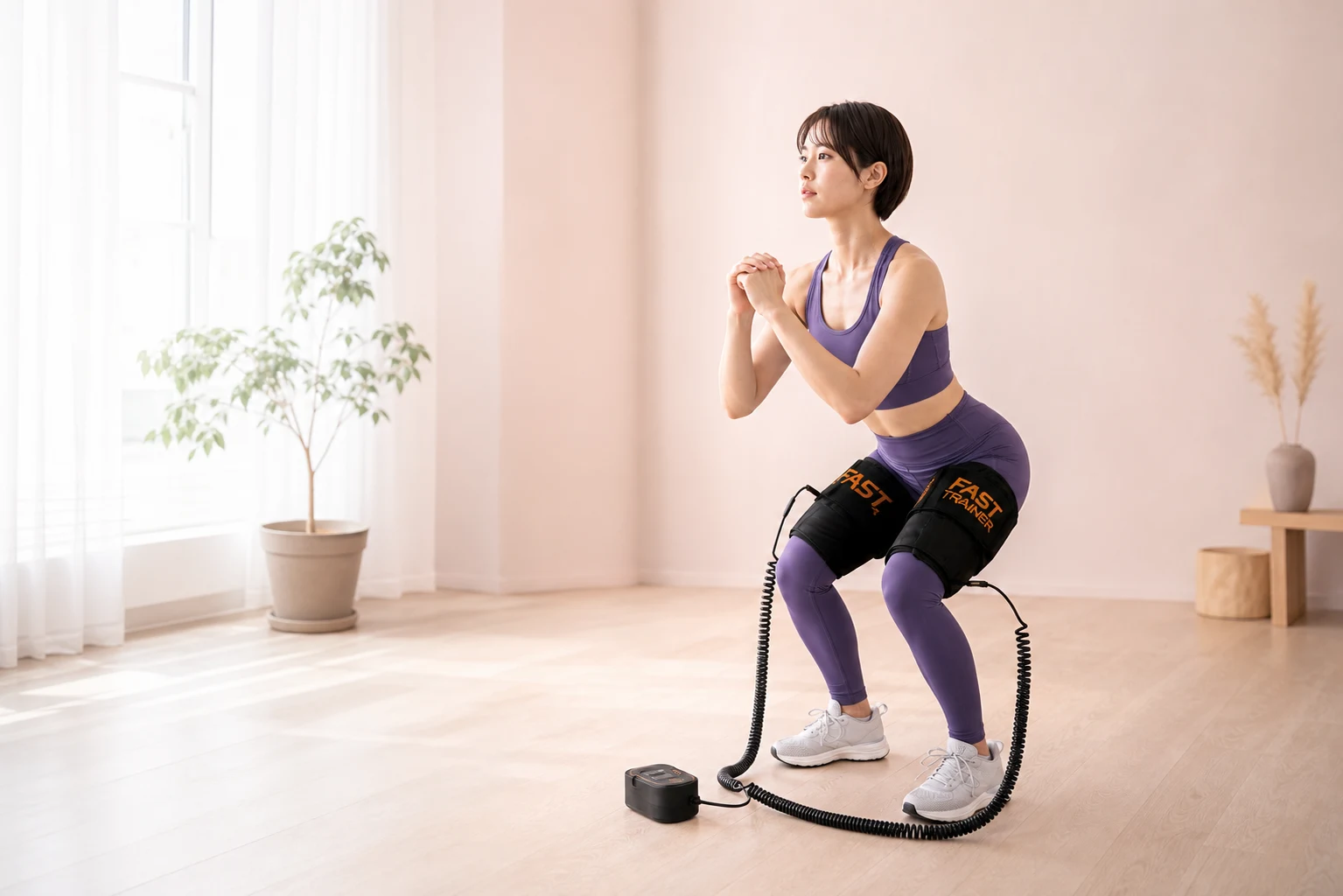 FAST TRAINERを装着して身体を動かすブーストピラティスのイメージ